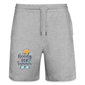 Ich bin bereit für den Sommer - Stanley/Stella Unisex Bio Joggingshorts Trainer  - Grau meliert - Vorne - Nik (191cm) & Marisol (170cm)
