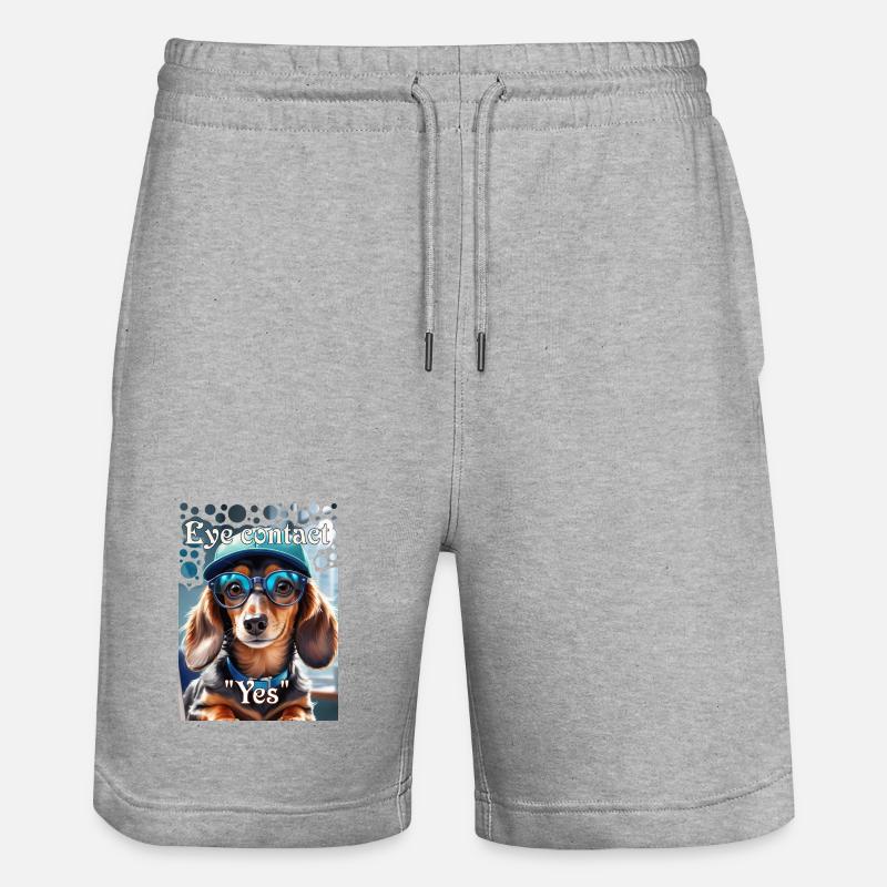 Dackelblick Ja Dackel mit Cap stylische Brille - Stanley/Stella Unisex Bio Joggingshorts Trainer  - Grau meliert