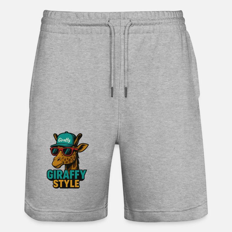 Giraffy Style Giraffe mit Cap - Stanley/Stella Unisex Bio Joggingshorts Trainer  - Grau meliert