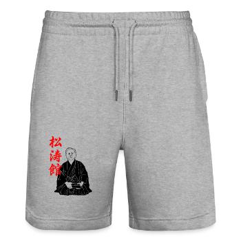 Funakoshi Sensei – Fondateur du Shotokan - Short de jogging bio TRAINER Stanley/Stella unisexe - gris chiné - Devant - Nik (191cm) & Marisol (170cm)