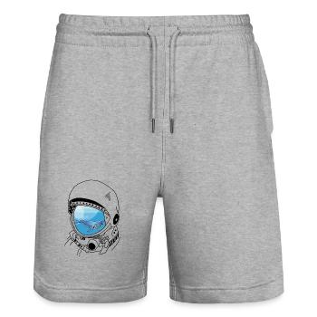 Une baleine dans les étoiles (noir) - Short de jogging bio TRAINER Stanley/Stella unisexe - gris chiné - Devant - Nik (191cm) & Marisol (170cm)