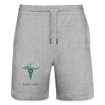Saint Luke: Medizinische Hilfe - Stanley/Stella Unisex Bio Joggingshorts Trainer  - Grau meliert - Vorne - Nik (191cm) & Marisol (170cm)