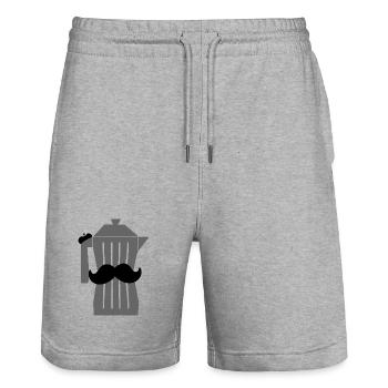 Moustache Espresso Black Coffee - Stanley/Stella Trainer Unisex Organic Jogging Shorts - heather grey - Front - Nik (191cm) & Marisol (170cm)