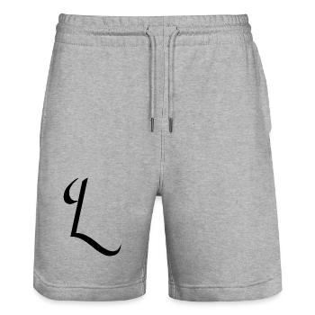 Letter L, name, the letter L - Stanley/Stella Trainer Unisex Organic Jogging Shorts - heather grey - Front - Nik (191cm) & Marisol (170cm)