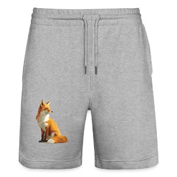 Fascinating silhouette of a proud fox - Stanley/Stella Trainer Unisex Organic Jogging Shorts - heather grey - Front - Nik (191cm) & Marisol (170cm)