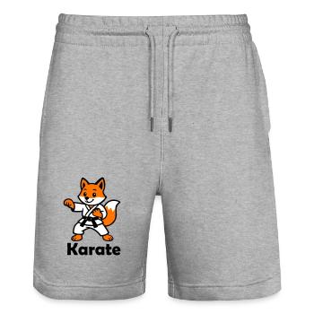 Karate Fox - Stanley/Stella Trainer Unisex Organic Jogging Shorts - heather grey - Front - Nik (191cm) & Marisol (170cm)