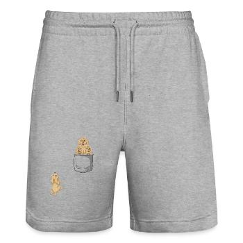 Flauschiges Goldendoodle in der Tasche – Lustiges Hundedesign - Stanley/Stella Unisex Bio Joggingshorts Trainer  - Grau meliert - Vorne - Nik (191cm) & Marisol (170cm)