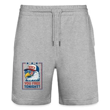 You're free tonight, Eagle, July 4 - Stanley/Stella Trainer Unisex Organic Jogging Shorts - heather grey - Front - Nik (191cm) & Marisol (170cm)