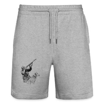 Jäger mit Hund - Stanley/Stella Unisex Bio Joggingshorts Trainer  - Grau meliert - Vorne - Nik (191cm) & Marisol (170cm)