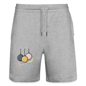 Modern Christmas baubles - Stanley/Stella Trainer Unisex Organic Jogging Shorts - heather grey - Front - Nik (191cm) & Marisol (170cm)