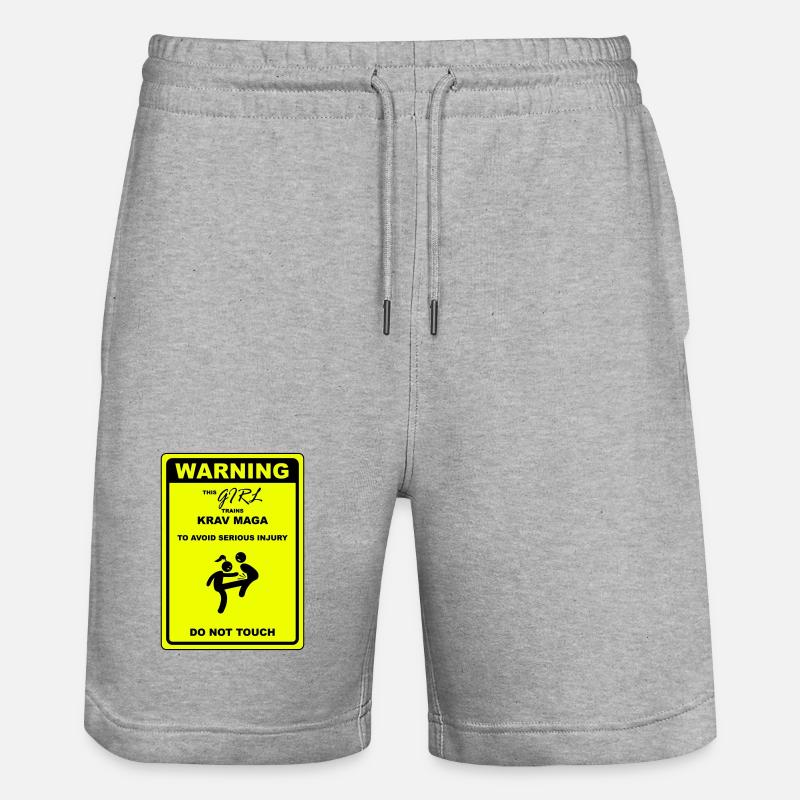 Warning! This girl does Krav Maga - Stanley/Stella Trainer Unisex Organic Jogging Shorts - heather grey
