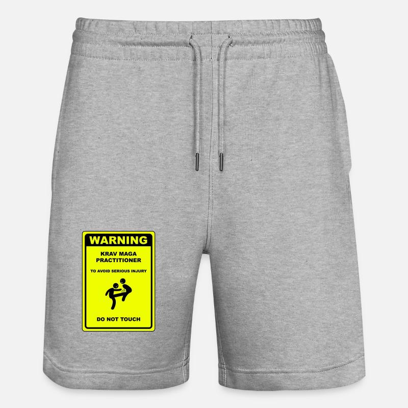 Warning! Krav Maga practitioner! - Stanley/Stella Trainer Unisex Organic Jogging Shorts - heather grey