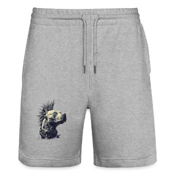 American Staffordshire Terrier Punkrock - Stanley/Stella Unisex Bio Joggingshorts Trainer  - Grau meliert - Vorne - Nik (191cm) & Marisol (170cm)