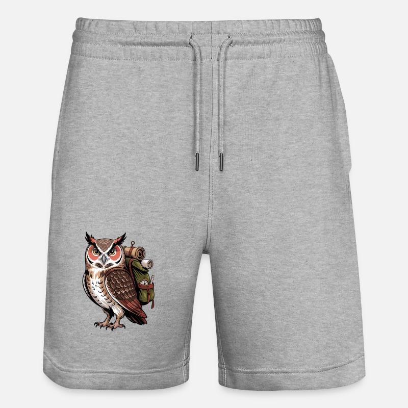 Hibou grand-duc avec sac à dos - Short de jogging bio TRAINER Stanley/Stella unisexe - gris chiné