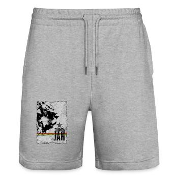 Visage de lion avec drapeau reggae - Short de jogging bio TRAINER Stanley/Stella unisexe - gris chiné - Devant - Nik (191cm) & Marisol (170cm)