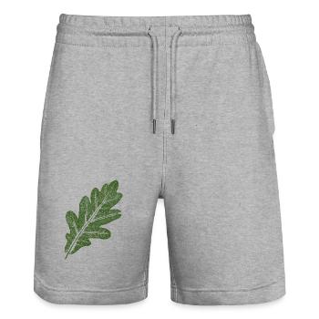 Eichenblatt / Grün - Stanley/Stella Unisex Bio Joggingshorts Trainer  - Grau meliert - Vorne - Nik (191cm) & Marisol (170cm)