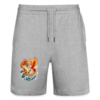 Vektor "Drache" und "Phönix" - Stanley/Stella Unisex Bio Joggingshorts Trainer  - Grau meliert - Vorne - Nik (191cm) & Marisol (170cm)