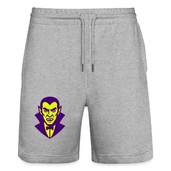 Dracula Illustration - Stanley/Stella Trainer Unisex Organic Jogging Shorts - heather grey - Front - Nik (191cm) & Marisol (170cm)