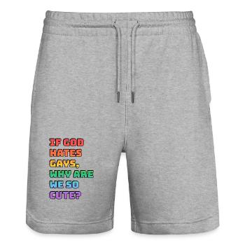 Cute Pride Rainbow Tee - Stanley/Stella Trainer Unisex Organic Jogging Shorts - heather grey - Front - Nik (191cm) & Marisol (170cm)