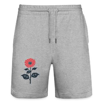Rote Blume Illustration - Stanley/Stella Unisex Bio Joggingshorts Trainer  - Grau meliert - Vorne - Nik (191cm) & Marisol (170cm)