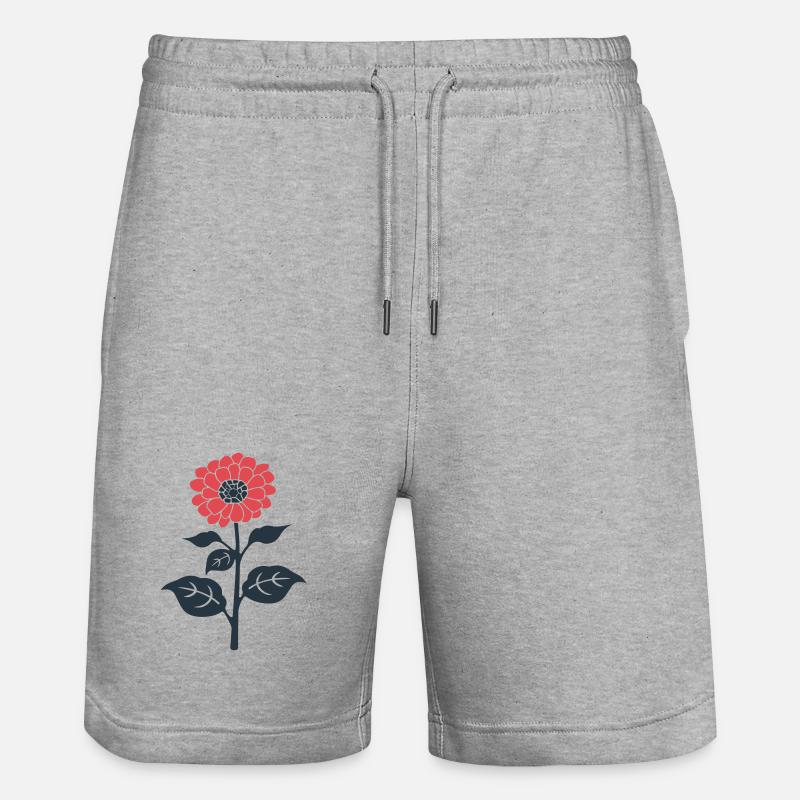 Illustration de fleur rouge - Short de jogging bio TRAINER Stanley/Stella unisexe - gris chiné