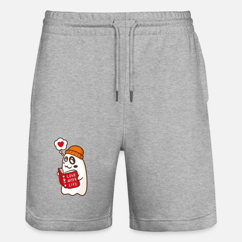 Spooky Cute Ghost Reading Love Book - Stanley/Stella Trainer Unisex Organic Jogging Shorts - heather grey