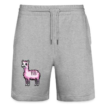 Alpaka Llama Halloween Comic Lustig - Stanley/Stella Unisex Bio Joggingshorts Trainer  - Grau meliert - Vorne - Nik (191cm) & Marisol (170cm)