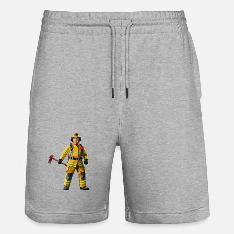 Feuerwehrmann - Cooles Helden-Logo - Stanley/Stella Unisex Bio Joggingshorts Trainer - Grau meliert
