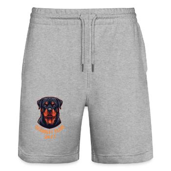 Rottweiler Security Team 24/7 Guard Dog - Stanley/Stella Trainer Unisex Organic Jogging Shorts - heather grey - Front - Nik (191cm) & Marisol (170cm)