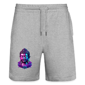 Neon Buddha Blossom Aura - Stanley/Stella Trainer Unisex Organic Jogging Shorts - heather grey - Front - Nik (191cm) & Marisol (170cm)