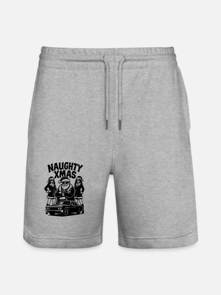 Naughty Xmas Santa Pimp Auto Chicks - Stanley/Stella Trainer Unisex Organic Jogging Shorts - heather grey