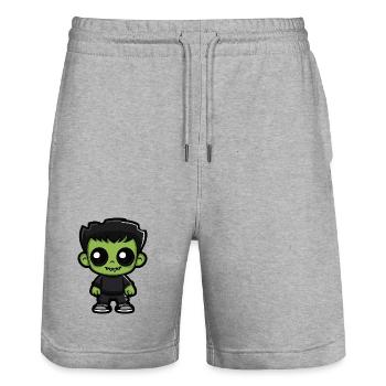 Zombie Halloween Bande dessinée mignonne - Short de jogging bio TRAINER Stanley/Stella unisexe - gris chiné - Devant - Nik (191cm) & Marisol (170cm)