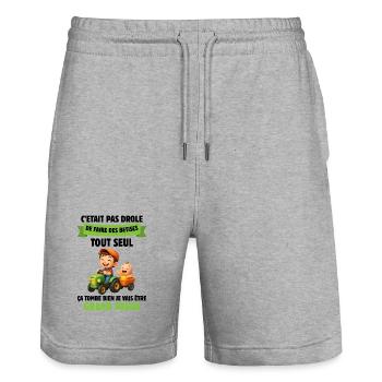 Großer Bruder, um dumme Dinge zu tun - Stanley/Stella Unisex Bio Joggingshorts Trainer  - Grau meliert - Vorne - Nik (191cm) & Marisol (170cm)