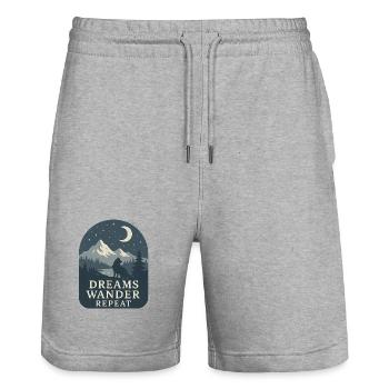 Dreams Wandering Repeat - Stanley/Stella Trainer Unisex Organic Jogging Shorts - heather grey - Front - Nik (191cm) & Marisol (170cm)