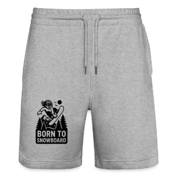born to snowboard kids kids sport - Stanley/Stella Trainer Unisex Organic Jogging Shorts - heather grey - Front - Nik (191cm) & Marisol (170cm)