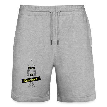 censuré - Short de jogging bio TRAINER Stanley/Stella unisexe - gris chiné - Devant - Nik (191cm) & Marisol (170cm)
