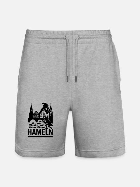 Hamelin City Pied Piper Silhouette - Stanley/Stella Trainer Unisex Organic Jogging Shorts - heather grey