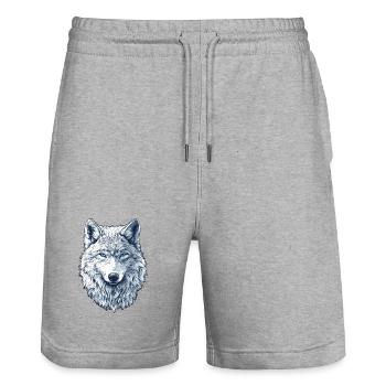 Arctic wolf - Stanley/Stella Trainer Unisex Organic Jogging Shorts - heather grey - Front - Nik (191cm) & Marisol (170cm)
