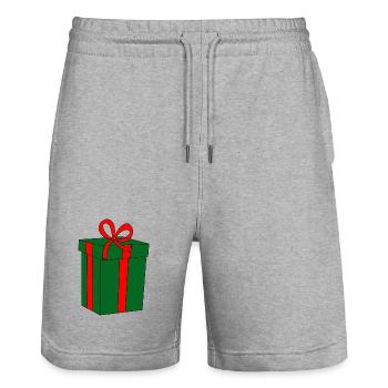 Green gift with red ribbon - Stanley/Stella Trainer Unisex Organic Jogging Shorts - heather grey - Front - Nik (191cm) & Marisol (170cm)