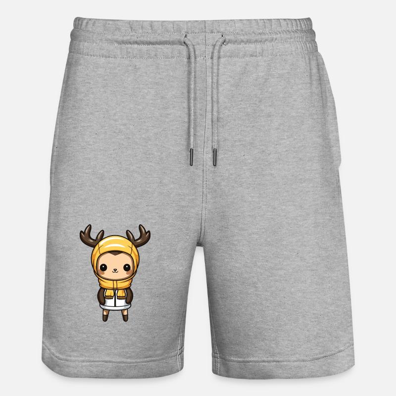 cerf mignon bande dessinée hiver - Short de jogging bio TRAINER Stanley/Stella unisexe - gris chiné