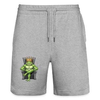 Cool Frog Fitness Bodybuilding Cartoon Training - Stanley/Stella Trainer Unisex Organic Jogging Shorts - heather grey - Front - Nik (191cm) & Marisol (170cm)