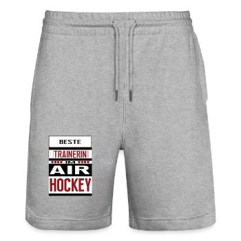 Air Hockey Trainer Meilleur entraîneur de Air Hockey - Short de jogging bio TRAINER Stanley/Stella unisexe - gris chiné - Devant - Nik (191cm) & Marisol (170cm)