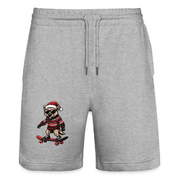 Hyena Christmas Funny - Stanley/Stella Trainer Unisex Organic Jogging Shorts - heather grey - Front - Nik (191cm) & Marisol (170cm)