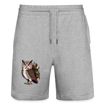 Waldabenteuer Eulenruf - Stanley/Stella Unisex Bio Joggingshorts Trainer  - Grau meliert - Vorne - Nik (191cm) & Marisol (170cm)