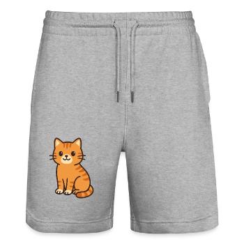 Cuddly Kitten Orange Stripes - Stanley/Stella Trainer Unisex Organic Jogging Shorts - heather grey - Front - Nik (191cm) & Marisol (170cm)