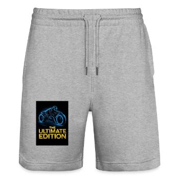 Neon Moto Racer The Ultimate Edition - Stanley/Stella Trainer Unisex Organic Jogging Shorts - heather grey - Front - Nik (191cm) & Marisol (170cm)