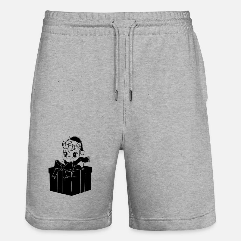 Weihnachts-Einhorn im Geschenk - Stanley/Stella Unisex Bio Joggingshorts Trainer  - Grau meliert
