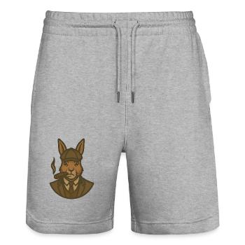 Rabbit in a suit with cigar 1920 - Stanley/Stella Trainer Unisex Organic Jogging Shorts - heather grey - Front - Nik (191cm) & Marisol (170cm)