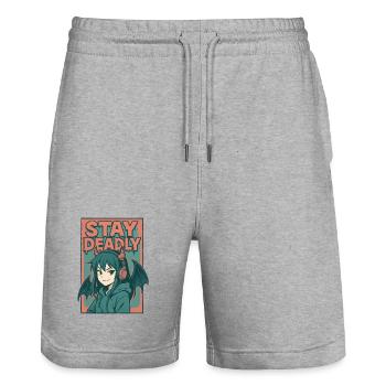 Restez mortel Demon Girl Art - Short de jogging bio TRAINER Stanley/Stella unisexe - gris chiné - Devant - Nik (191cm) & Marisol (170cm)