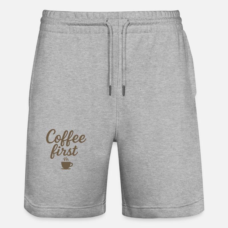 Le café d’abord - Short de jogging bio TRAINER Stanley/Stella unisexe - gris chiné